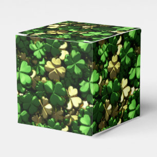 Gold Green Shamrocks Favour Box