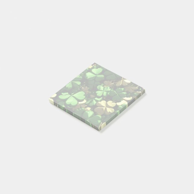 Gold Green Shamrocks Post-it Notes (Angled)
