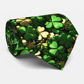 Gold Green Shamrocks Tie