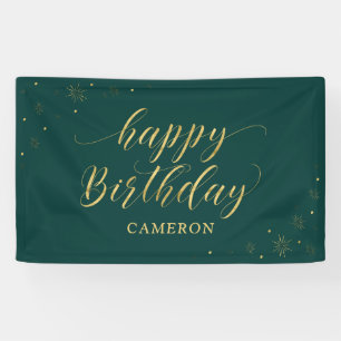 Gold & Green   Sparkle Happy Birthday Party Banner