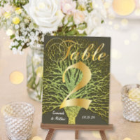 Gold Green Swirly Tree Table Number 2