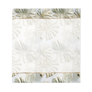 Gold Green Tropical Leaves Notepad