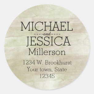 Gold Green Watercolor Personalised address Classic Round Sticker