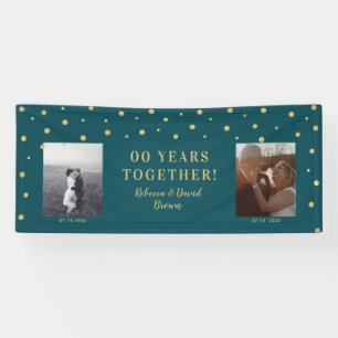 Gold & Green Wedding Anniversary Party Banner