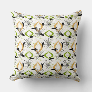 Gold, Green, White, Black   Mid-Century Fifties Cushion