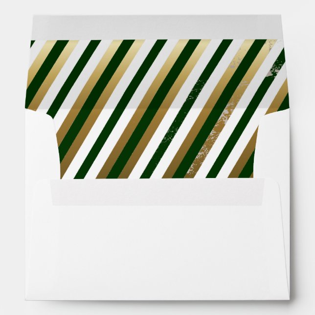 Gold, Green, White Diagonal Stripe Envelope (Back (Bottom))