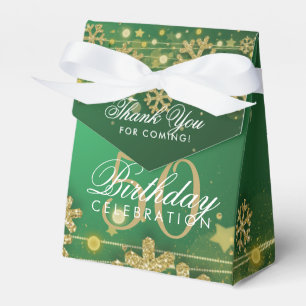 Gold Green Winter 50th Birthday Thank You Favour Box