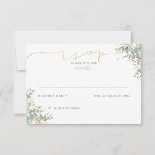 Gold Greenery Baby Shower RSVP Cards