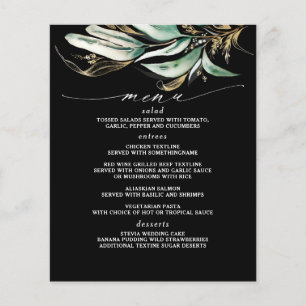 Gold Greenery Branch Black Menu