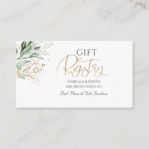 Gold Greenery Branches Elegant White Gift Registry Enclosure Card