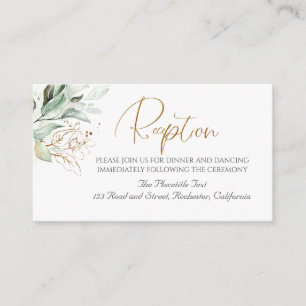 Gold Greenery Branches Elegant White Reception Enclosure Card