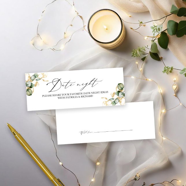 Gold Greenery Bridal Shower Date Night Cards (Creator Uploaded)