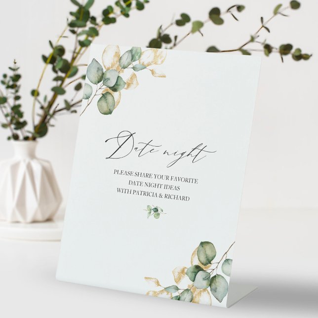 Gold Greenery Bridal Shower Date Night Jar Sign (Creator Uploaded)