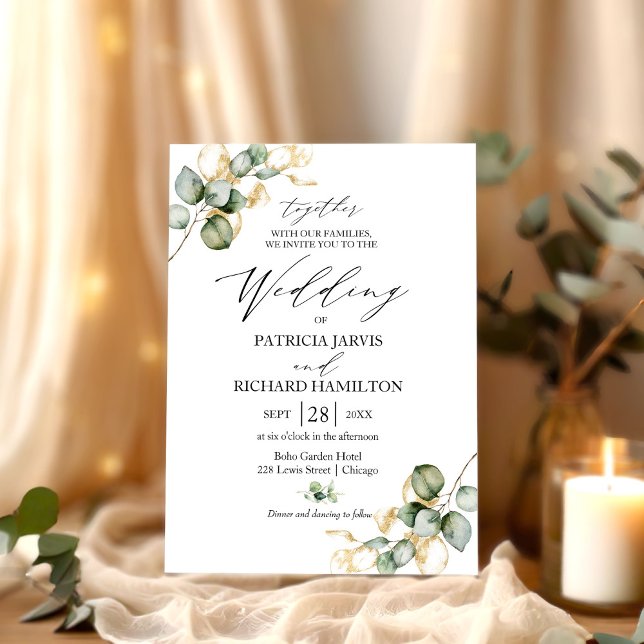 Gold Greenery Budget Wedding Invitations Flyer (Creator Uploaded)