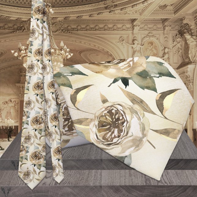 Gold & Greenery Elegant Wedding Tie (Creator Uploaded)