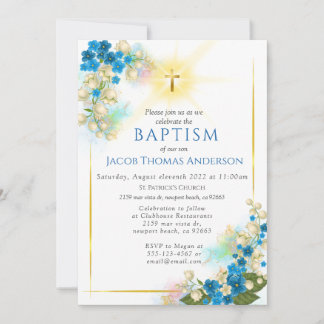 Gold Greenery Eucalyptus Boy Baptism Invitation