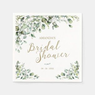 Gold Greenery Eucalyptus Bridal Shower Napkin