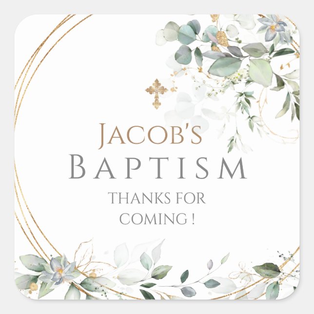 Gold Greenery Eucalyptus  Square Sticker (Front)