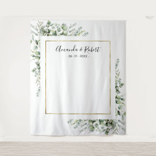 Gold Greenery Eucalyptus Wedding Backdrop Tapestry