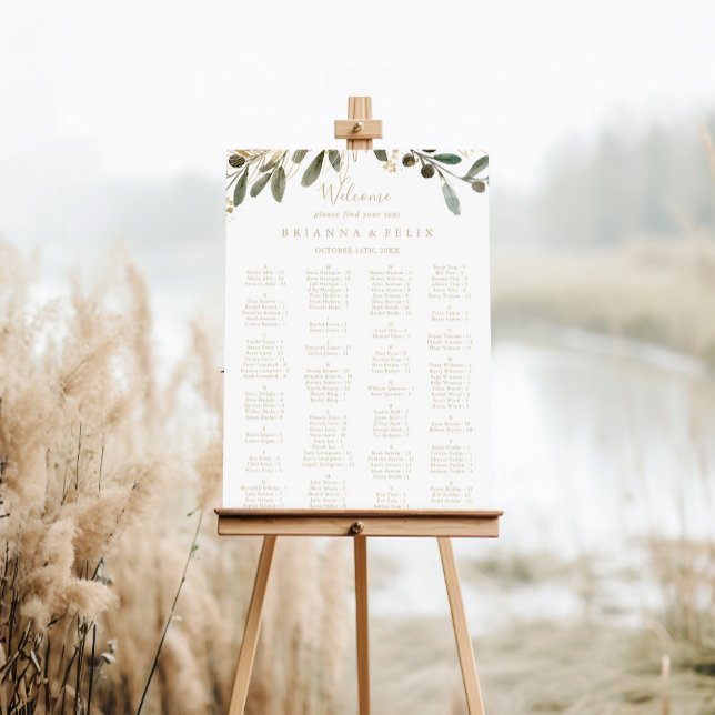 Gold Greenery Fall Alphabetical Seating Chart (Creator Uploaded)