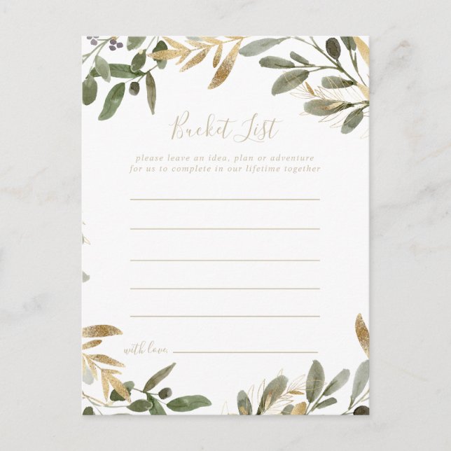 Gold Greenery Fall Bucket List Cards (Front)