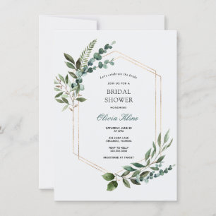 Gold Greenery Frame Bridal Shower Invitation