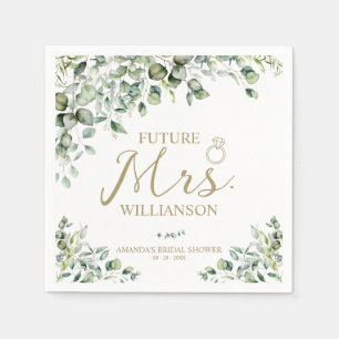 Gold Greenery Future Mrs Bridal Shower Napkin