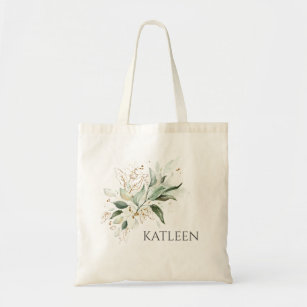 Gold Greenery Leaves Elegant Modern Tote Bag