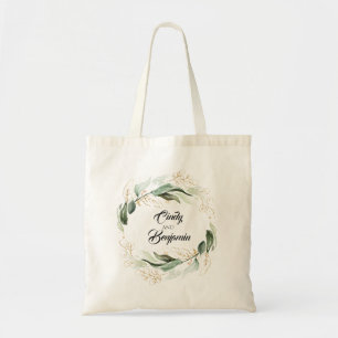 Gold Greenery Leaves Wreath Elegant Modern Tote Bag