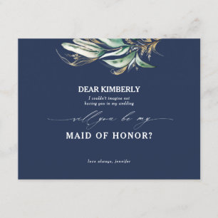 Gold Greenery Maid of Honour / Bridesmaid Proposal Invitation