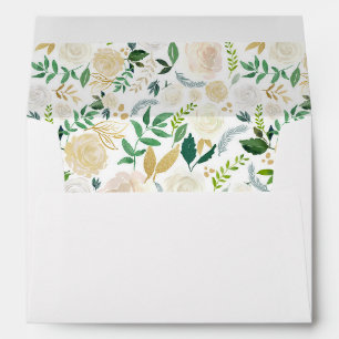 Gold Greenery Watercolor Floral for 5x7 card Envelopes