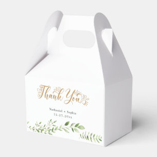 Gold Greenery Watercolor Thank You Favor Box