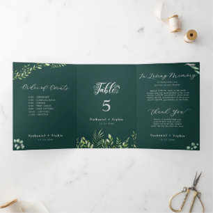 Gold Greenery Watercolor Trifold Table Number Sign