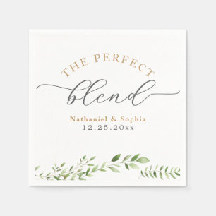 Gold Greenery Watercolor Wedding Napkin