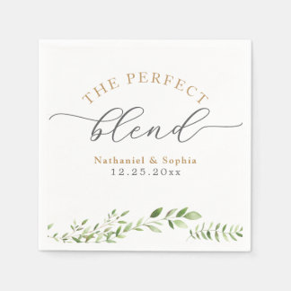 Gold Greenery Watercolor Wedding Napkin