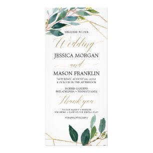 Gold Greenery Wedding Program - Ceremony Program Rack Card