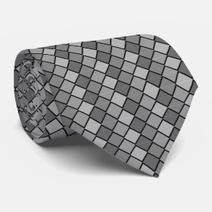 Gold, Grey and Black Checked Necktie