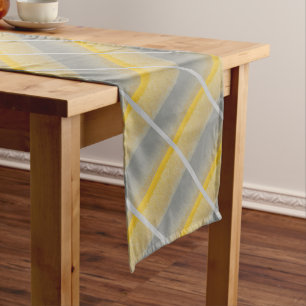 Gold, Grey and Silver in Elegant Geometric Pattern Long Table Runner