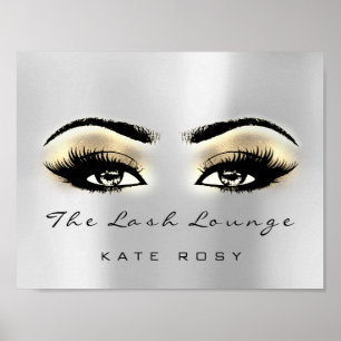 Gold Grey Brown Makeup Artist Beauty Studio Lashes Poster