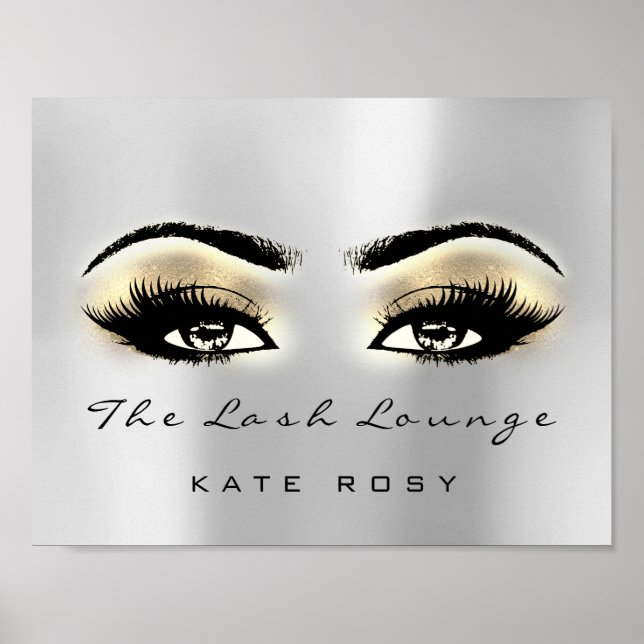 Gold Grey Brown Makeup Artist Beauty Studio Lashes Poster (Front)