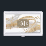Gold & Grey Business Card Holder<br><div class="desc">Gold & Grey II by Studio W. Features grey and gold lines against a white background.</div>