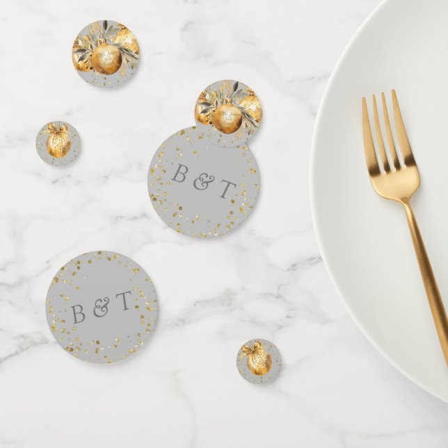 Gold Grey Christmas Wedding Confetti (Group)