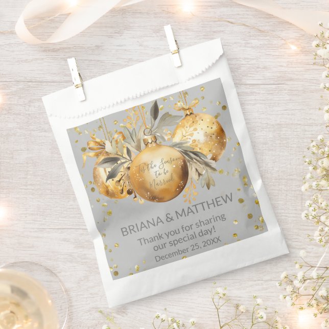 Gold Grey Christmas Wedding Favour Bag (Clipped)