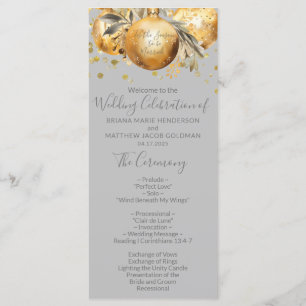 Gold Grey Christmas Wedding Program Programme