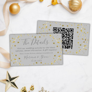 Gold Grey Christmas Wedding Website Enclosure Card