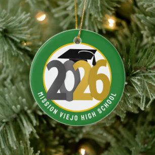 Gold Grey Class of 2026 Photo Graduation Ceramic Tree Decoration