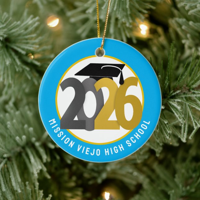 Gold Grey Class of 2026 Photo Graduation Ceramic Tree Decoration (Tree)
