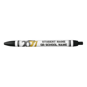 Gold Grey Class of 2027 Graduation Black Ink Pen