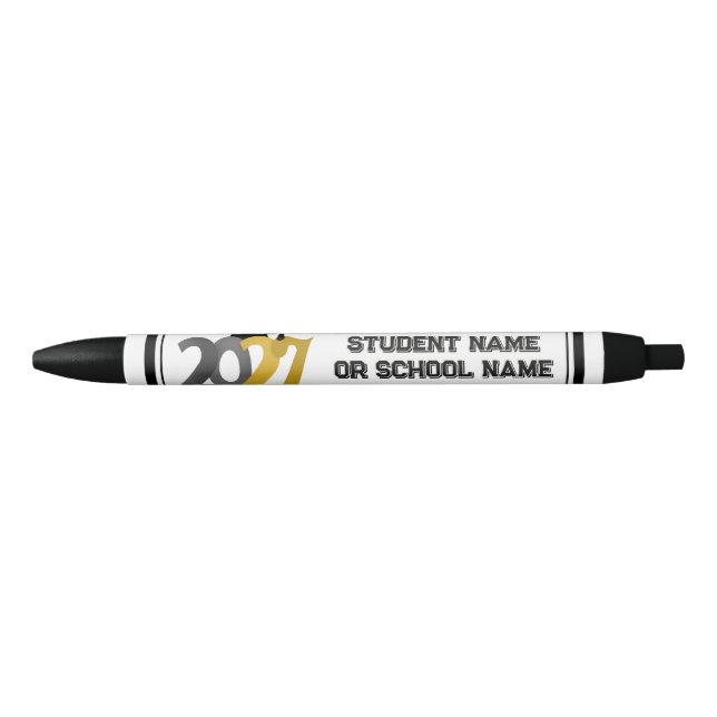 Gold Grey Class of 2027 Graduation  Black Ink Pen (Front)