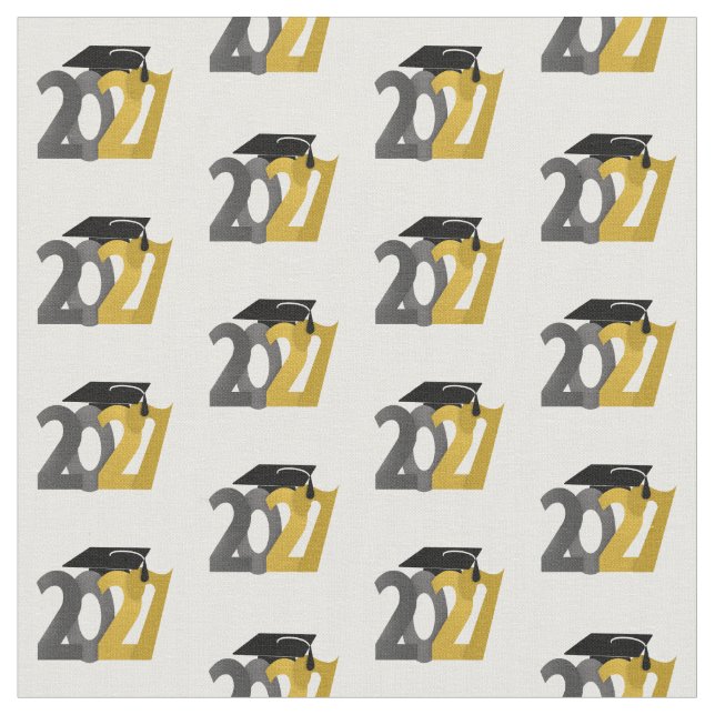 Gold Grey Class of 2027 Graduation Fabric (Close Up)